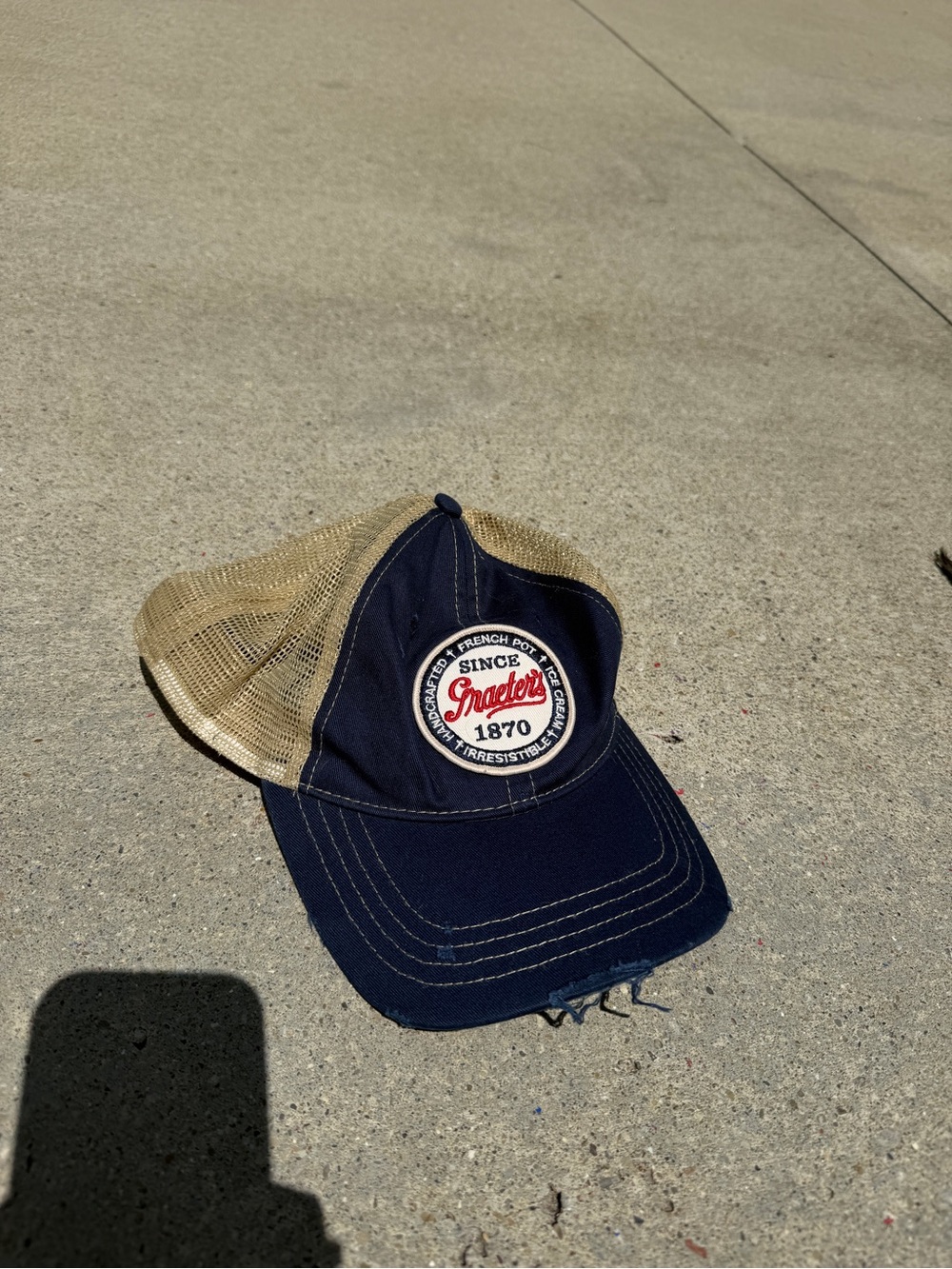 Navy and Tan Mesh Trucker Hat